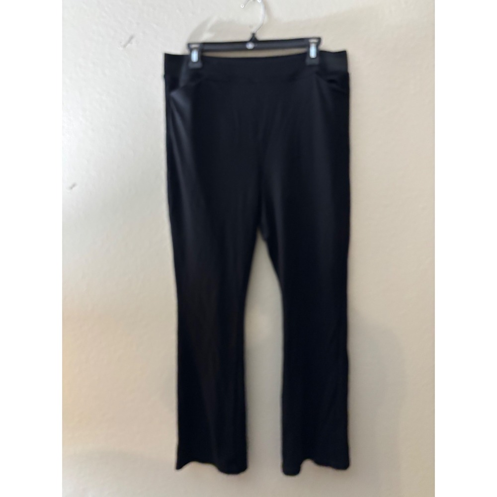 A New Day Womens Black Flare Leg Pull On Ponte Pants XL High Rise Trousers A983